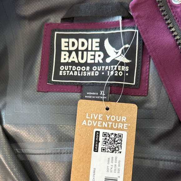 NWT 🌸 Eddie Bauer Women's Deep Purple Rain Jacket Size Large - Picture 8 of 10